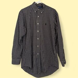 Vintage Ralph Lauren Yarmouth Plaid Button-Up Shirt — Made in Hong Kong